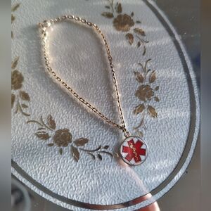 ✨ 14k Gold Enamel Medical Alert Bracelet ✨